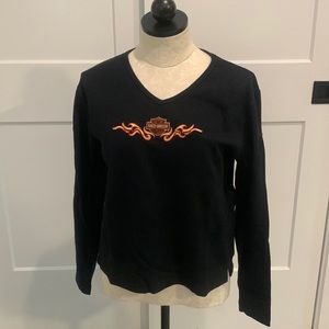 Vintage Harley-Davidson Long Sleeved top with flames and the bar and shield.
